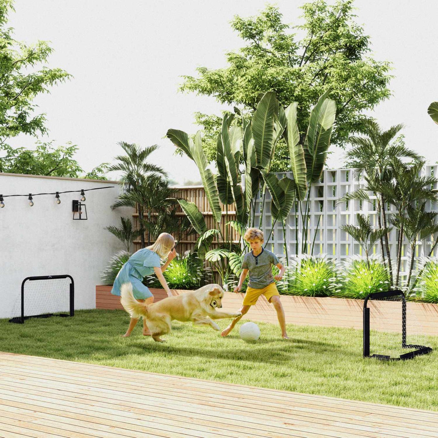 Soccer goal set of 2 - Foldable metal frame, 90x36x60 cm