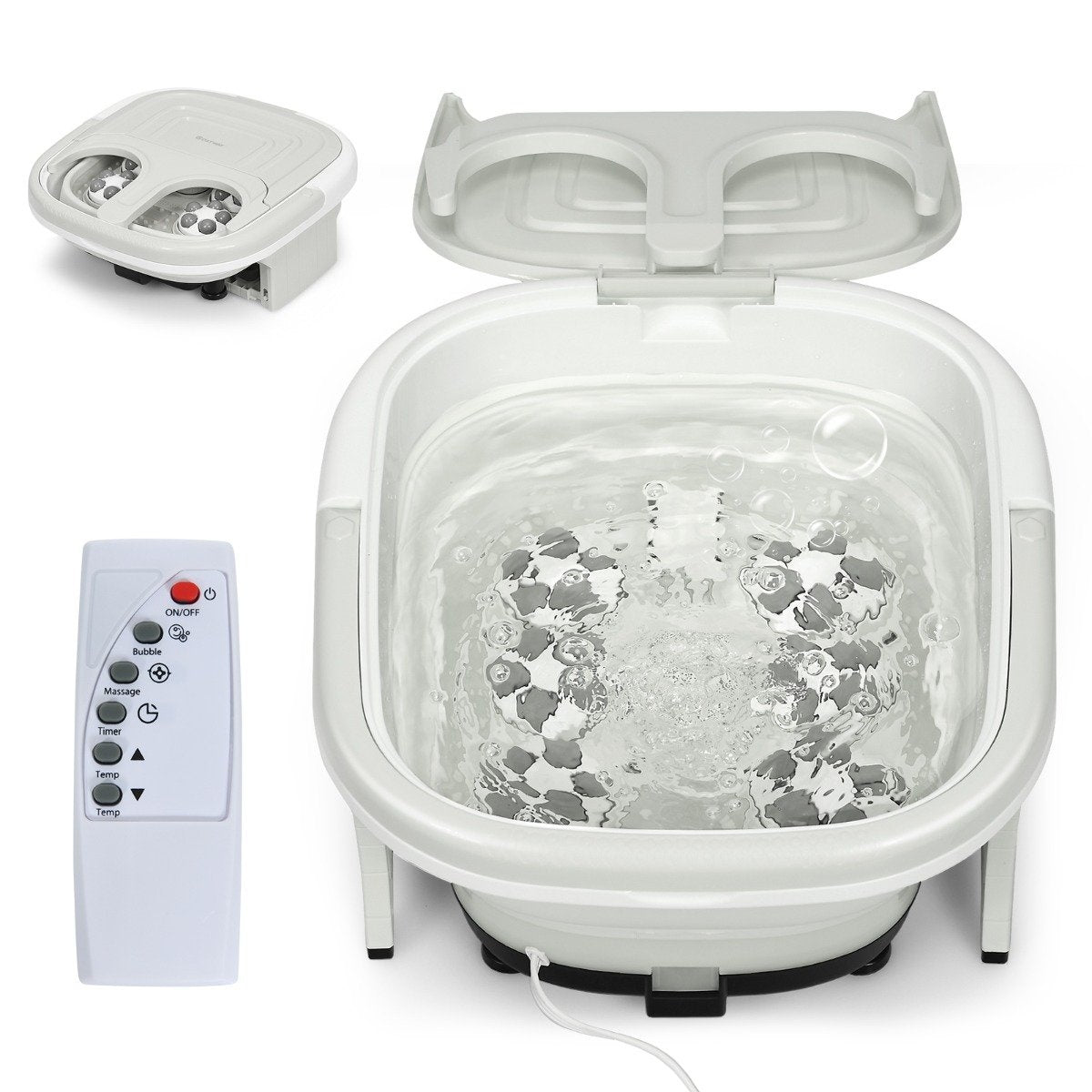 Foot bath massager foot bath whirlpool with adjustable heating temperature 42 x 40 x 24 cm gray