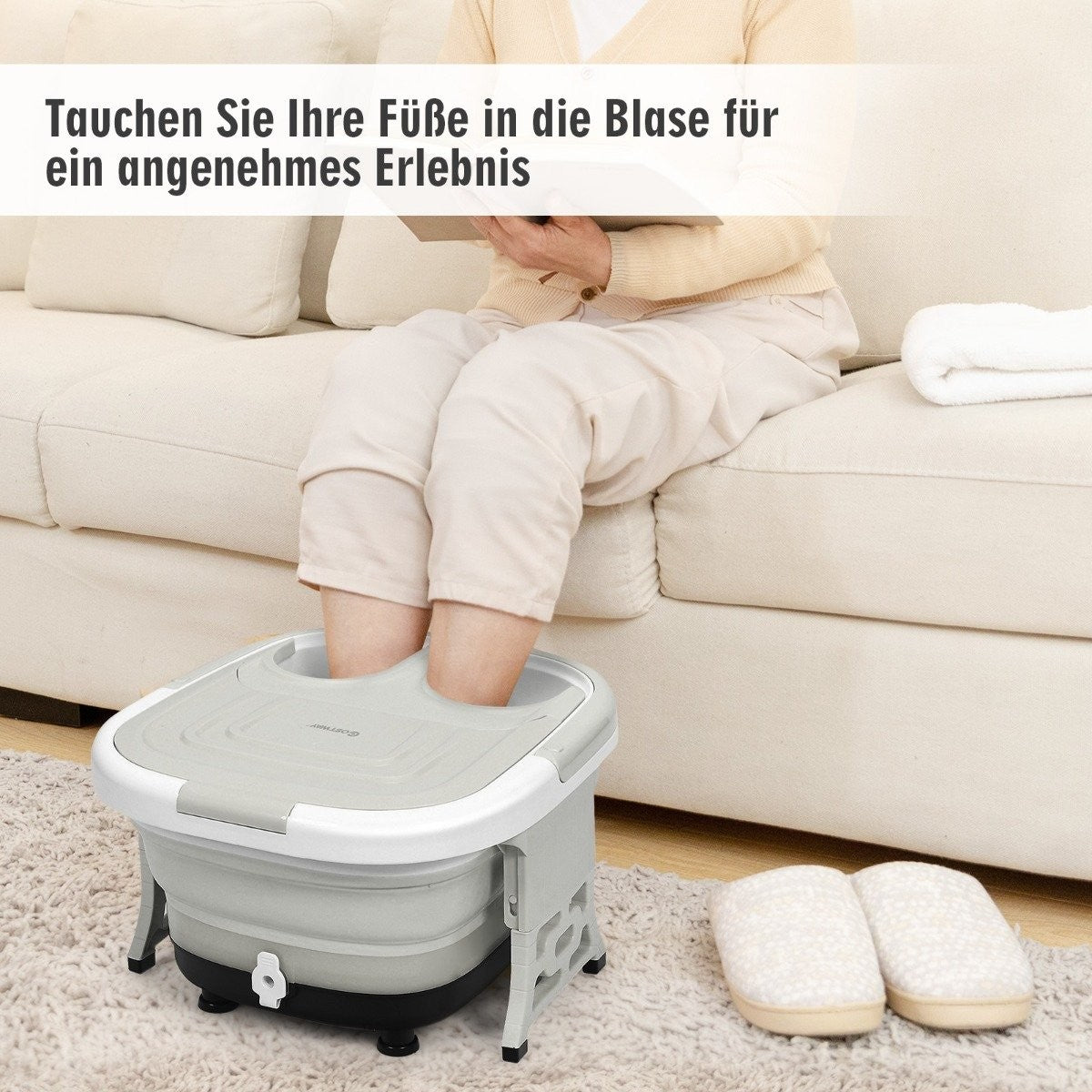 Foot bath massager foot bath whirlpool with adjustable heating temperature 42 x 40 x 24 cm gray