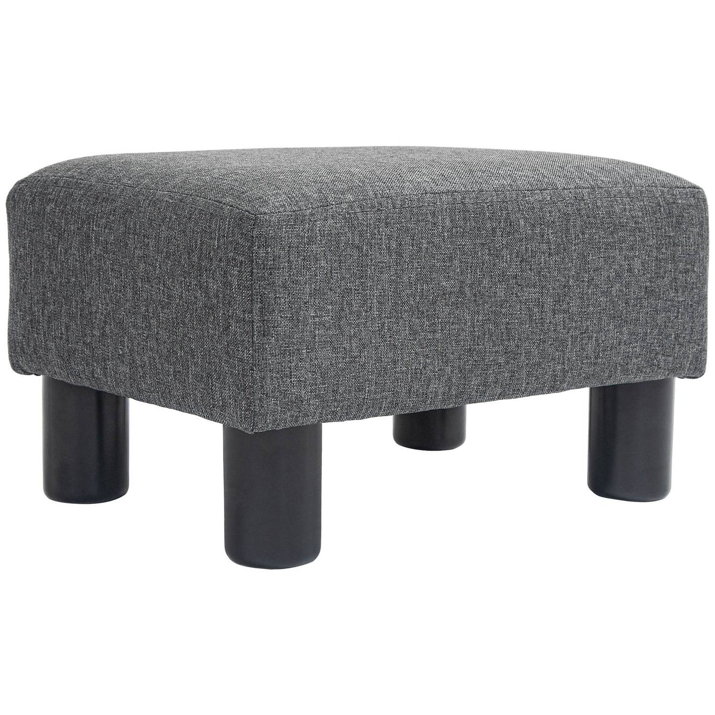 Footstool with Linen-Like Fabric, Foam Padding, Dark Grey
