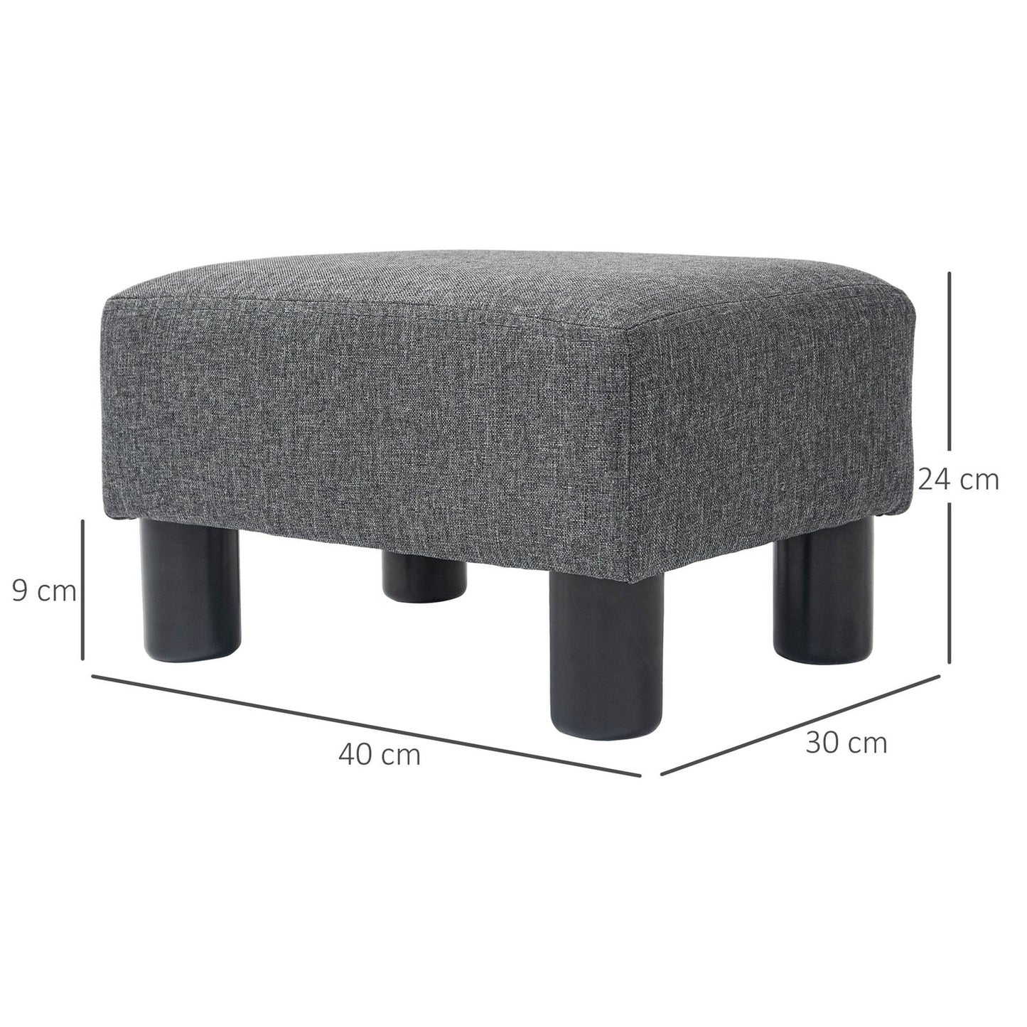 Footstool with Linen-Like Fabric, Foam Padding, Dark Grey