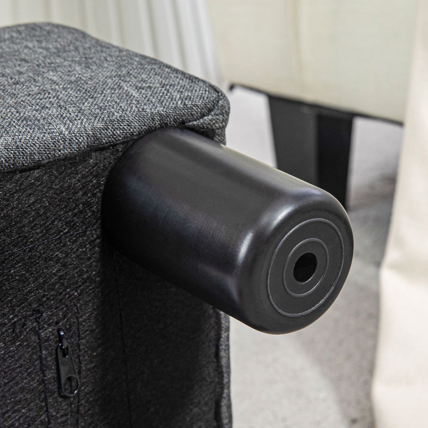 Footstool with Linen-Like Fabric, Foam Padding, Dark Grey