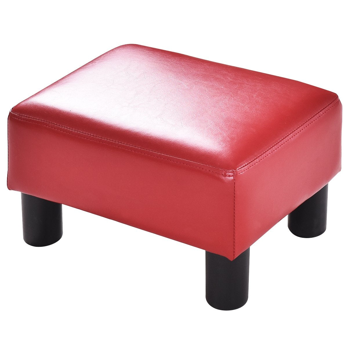 Footstool stool footstool footrest footrest footrest upholstered stool PU 40 x 30 x 24cm-red