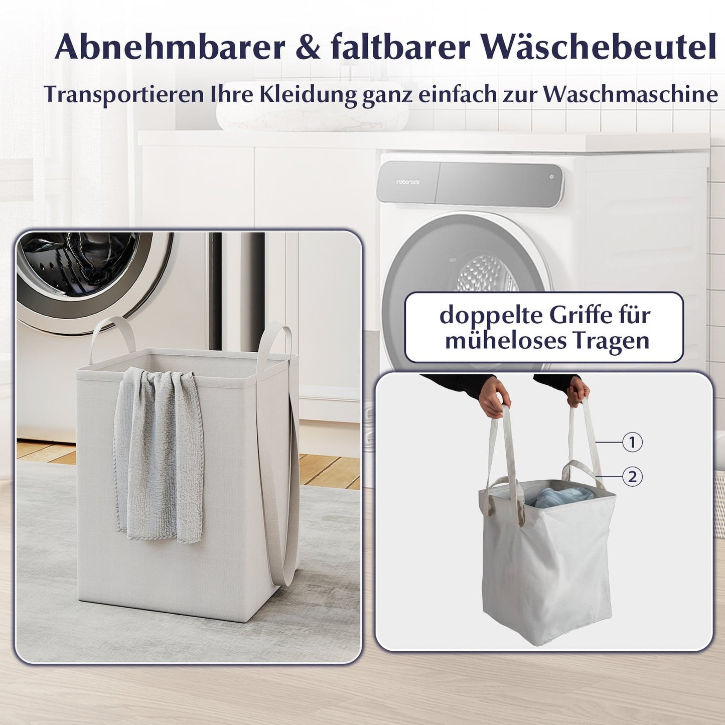 Freestanding Bathroom Laundry Cabinet with Tilt-Out Hamper