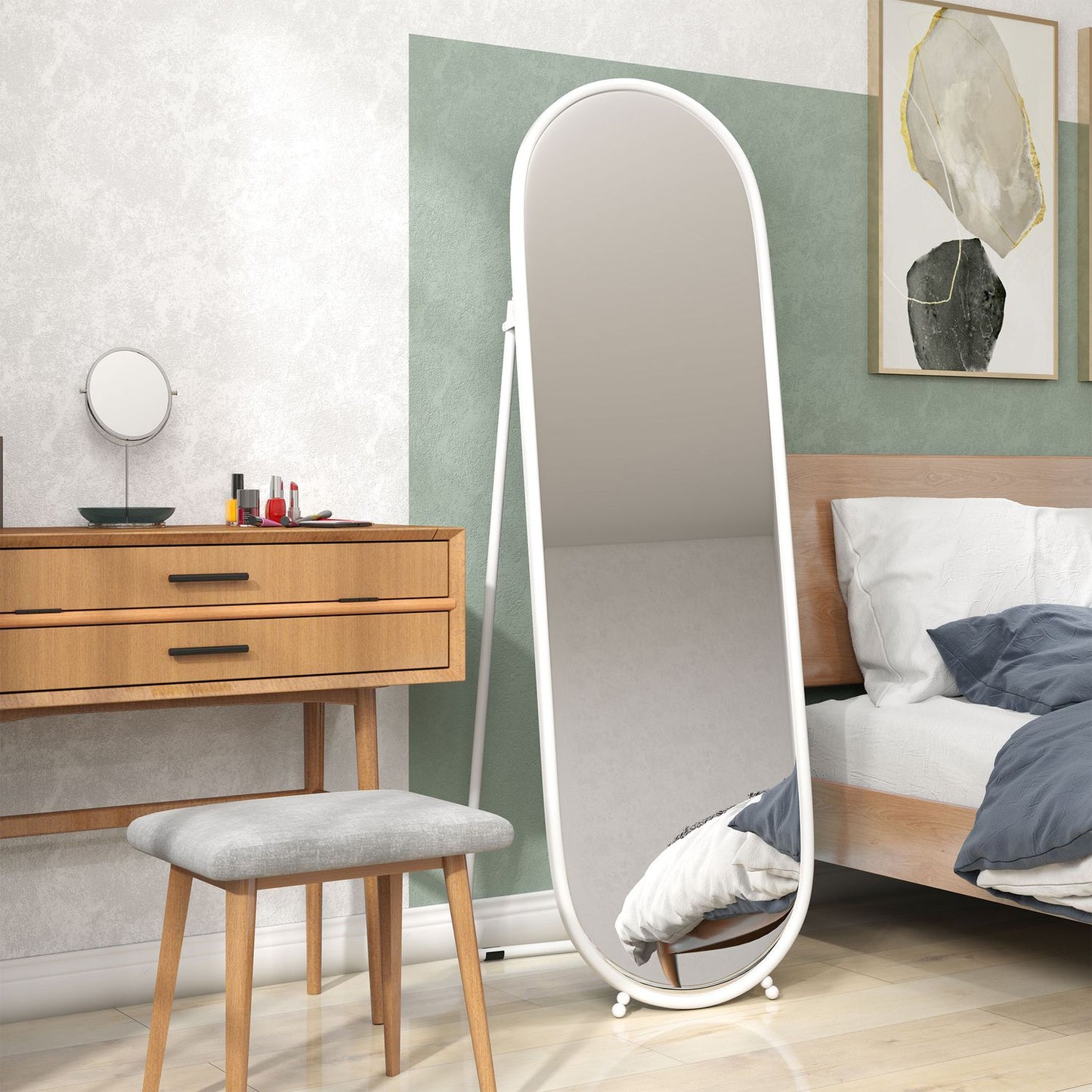 Oval full-length mirror - 160x40 cm Wall mirror with stand