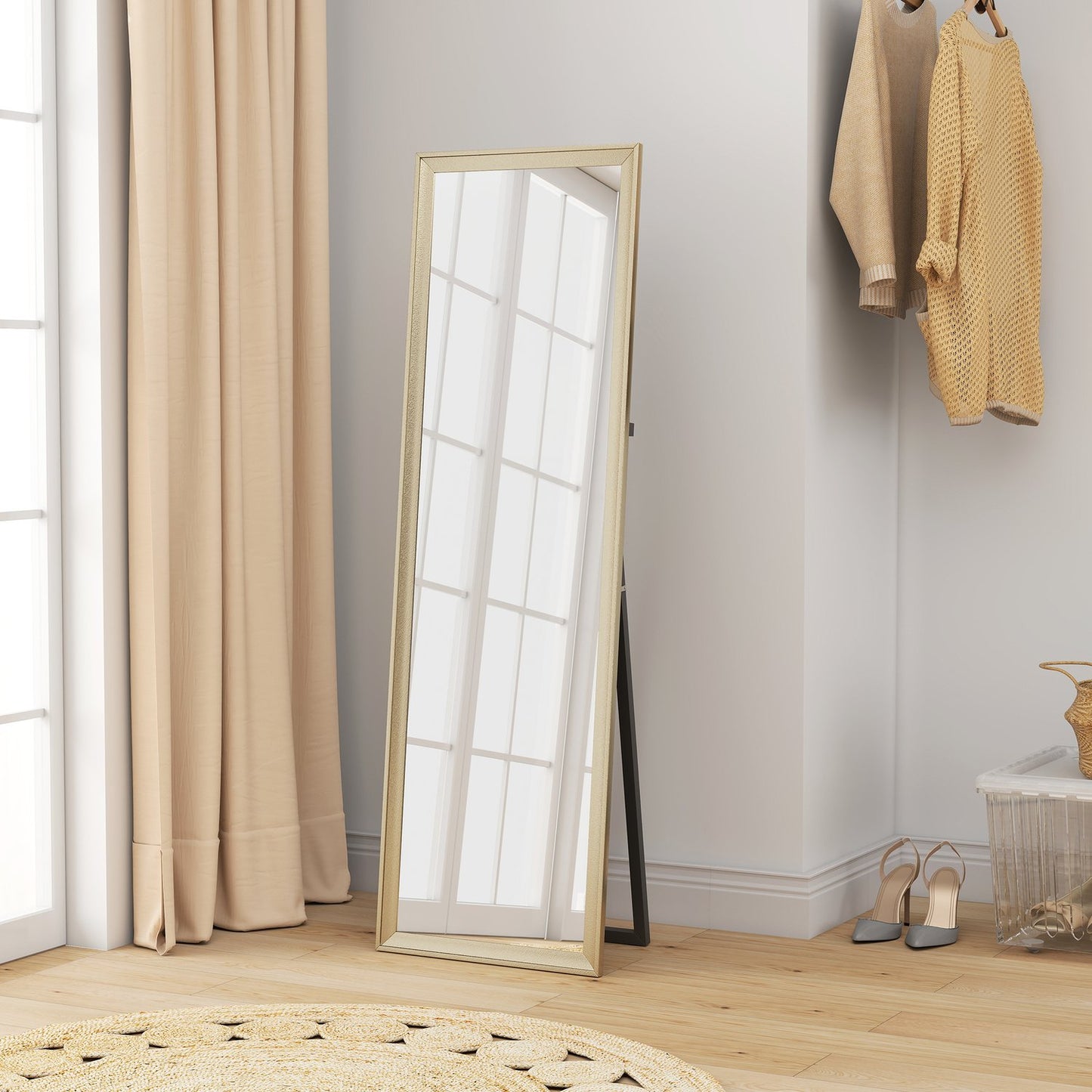 Full-Length Mirror, Flexible Placement, 160x50 cm, Gold