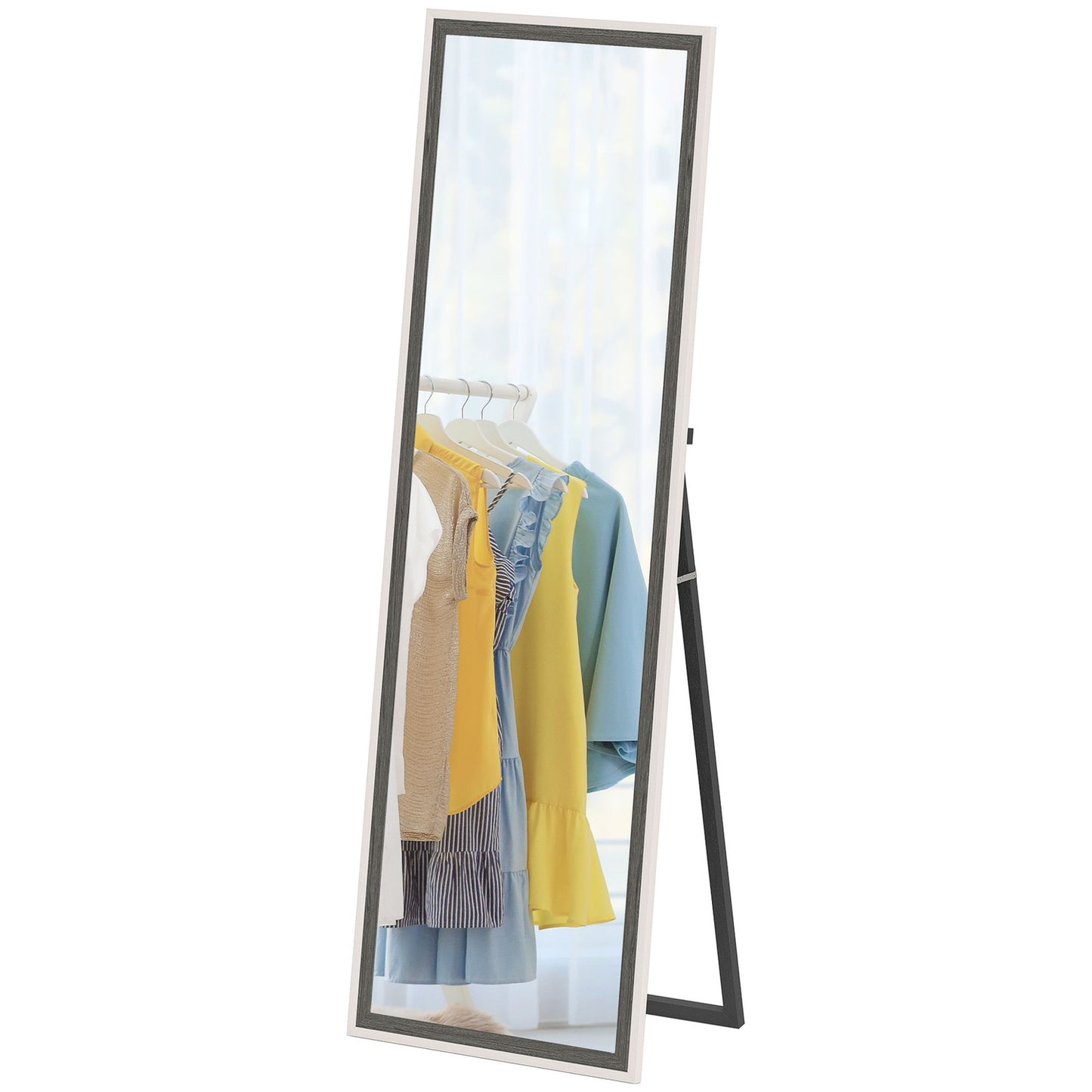 Full-length mirror, MDF frame, shatter-proof film, 162.6 x 53.3 cm, grey