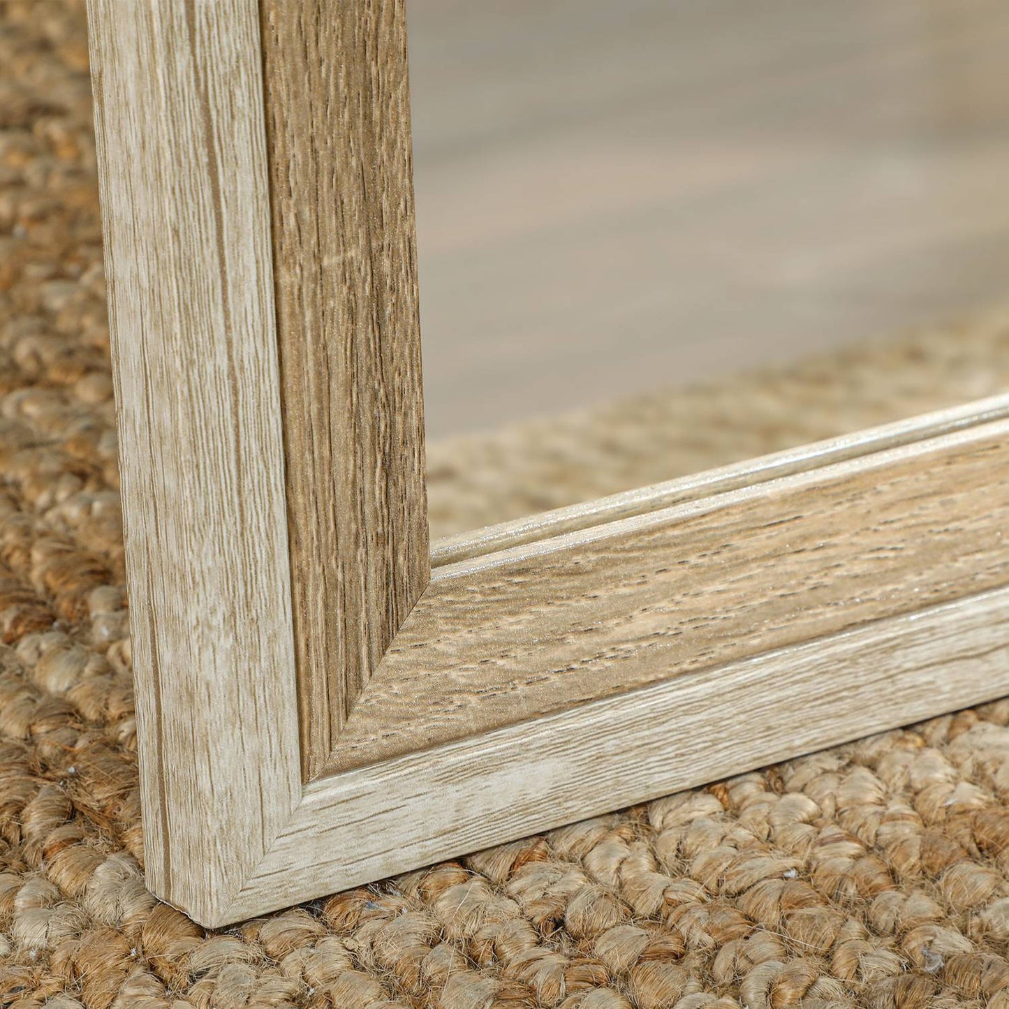 Full-length mirror, MDF frame, shatter-proof film, 162.6 x 53.3 cm, natural wood