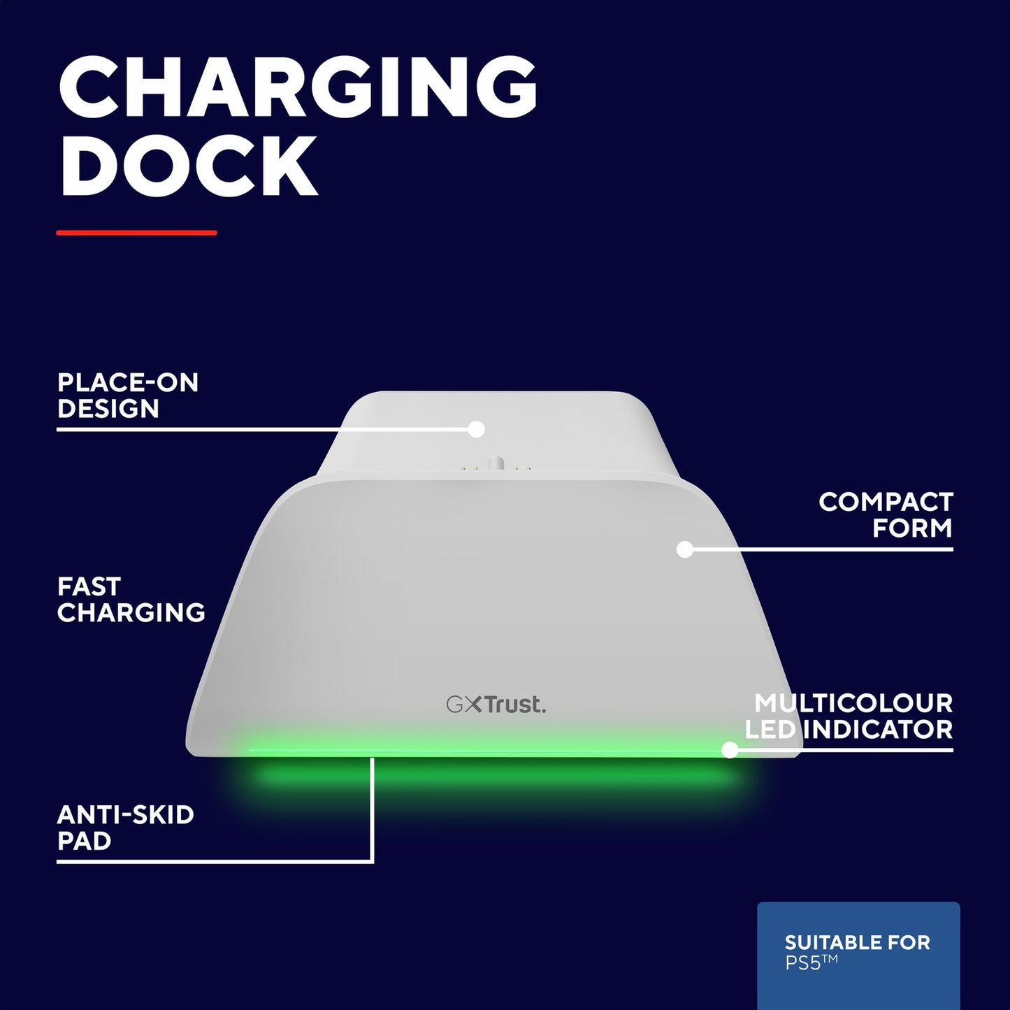 GXT 255W Fast Charging Stand for PS5 Controller White