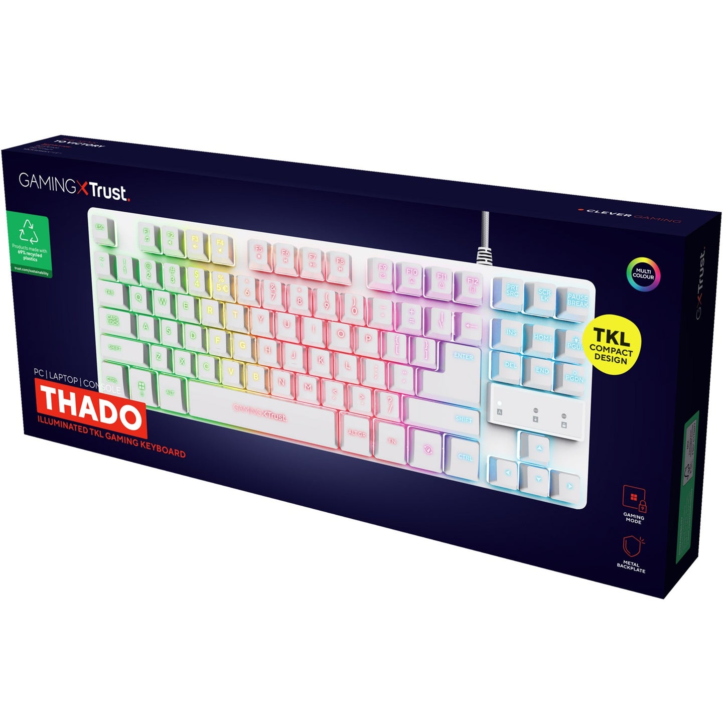 GXT 833W Thado Gaming keyboard TKL RGB Nordic layout White