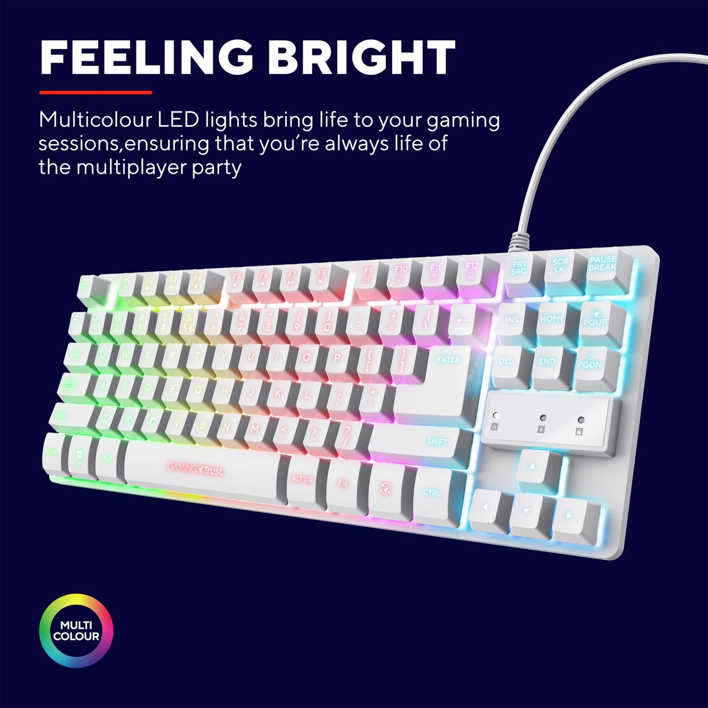 GXT 833W Thado Gaming keyboard TKL RGB Nordic layout White