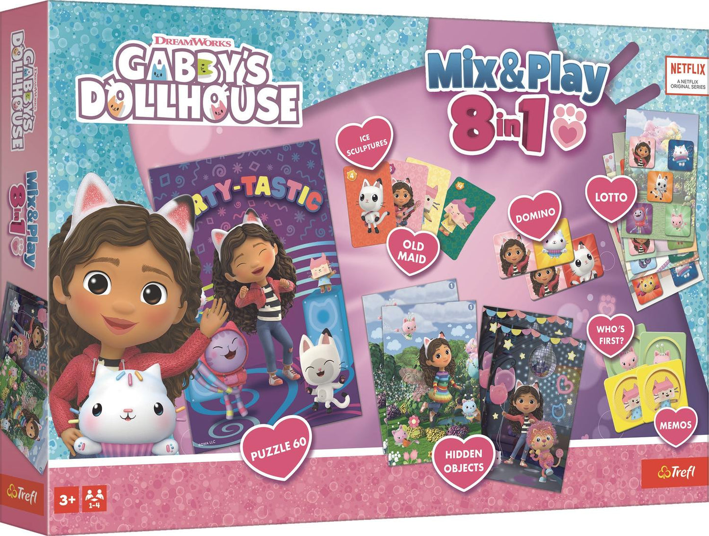 Gabby's Dollhouse 8-in-1 Mix & Play Board Games Set