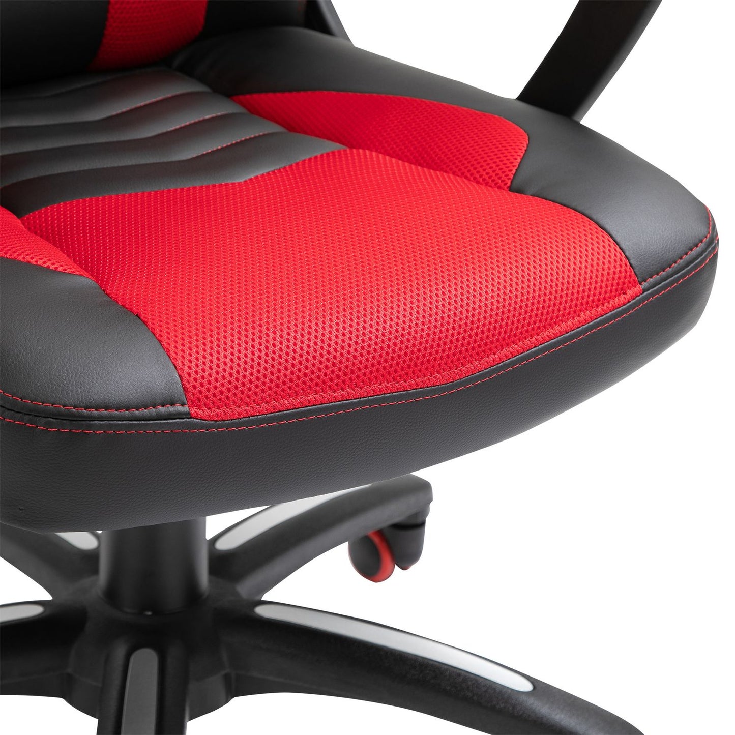 Gaming chair with heat and massage, red PU, adjustable