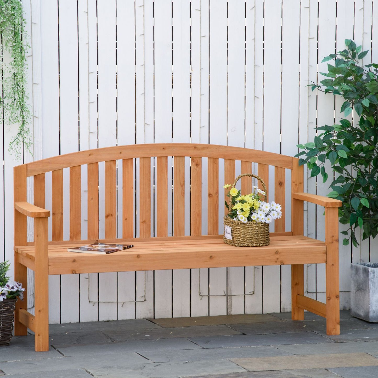 2-seater wooden garden bench, capacity 320 kg, orange