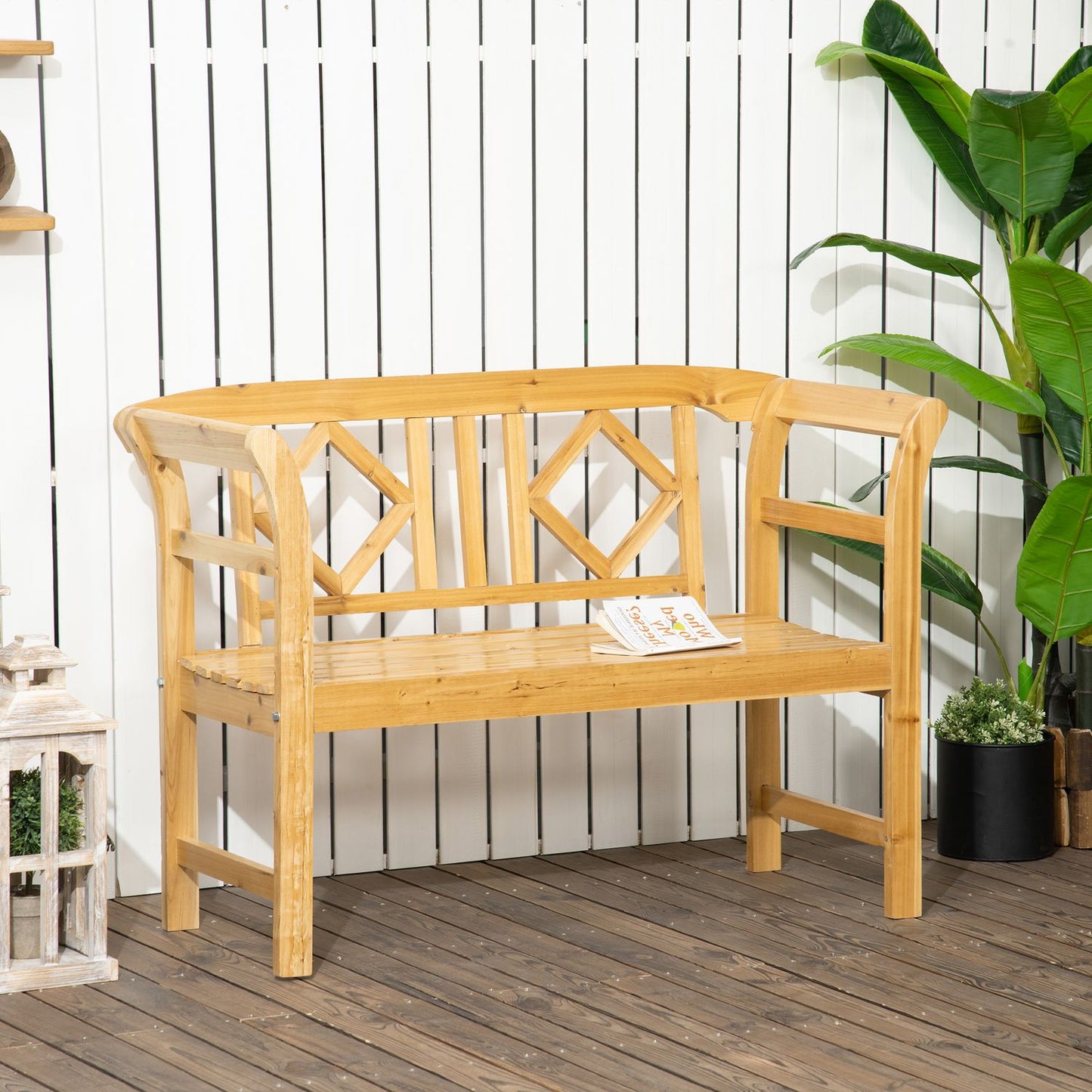 2-seater wooden garden bench, weatherproof, capacity 240 kg
