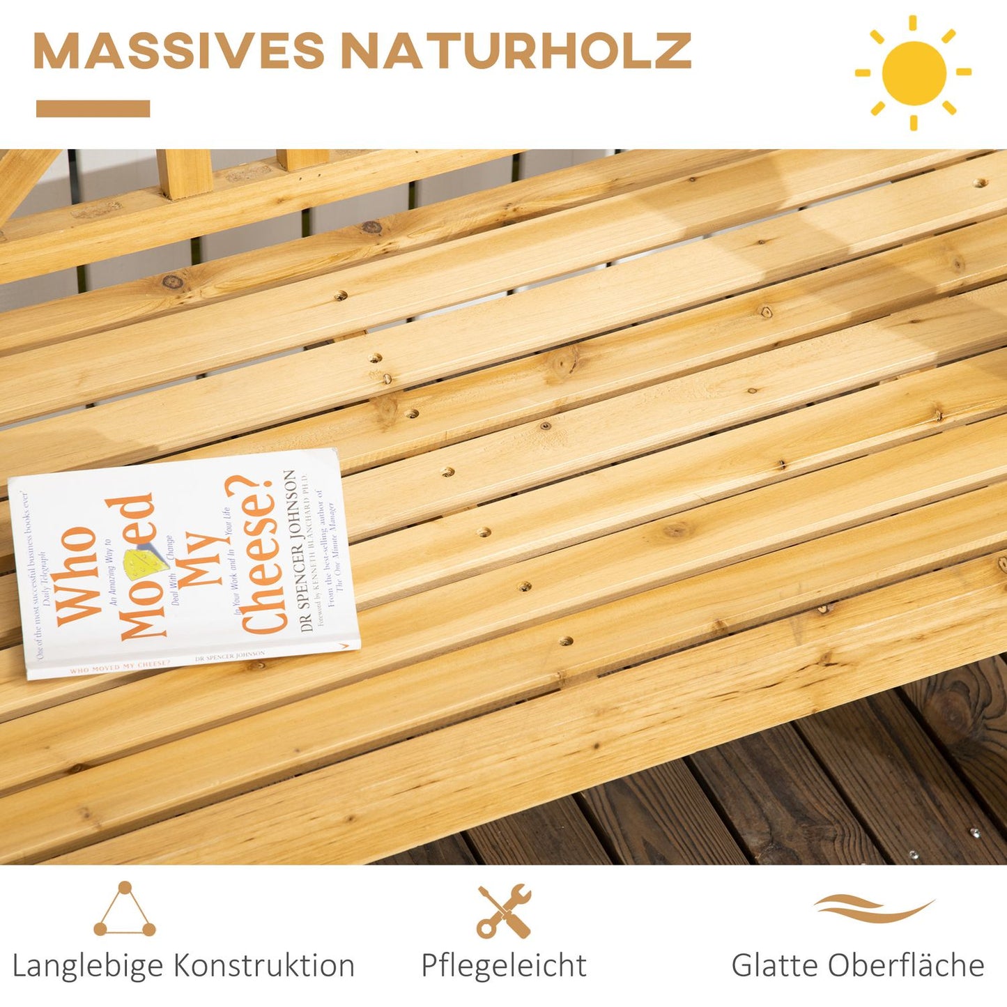 2-seater wooden garden bench, weatherproof, capacity 240 kg