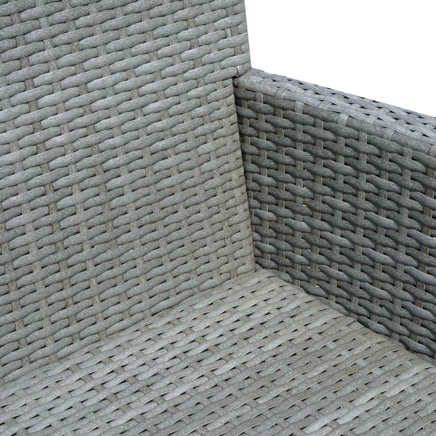 Garden bench in poly rattan, 2-seater with table, grey