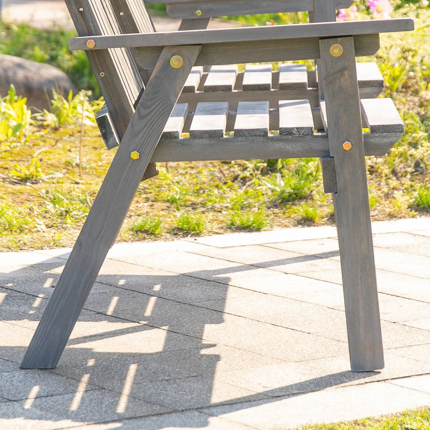 Garden furniture set - gray solid wood, 2 seats, umbrella hole
