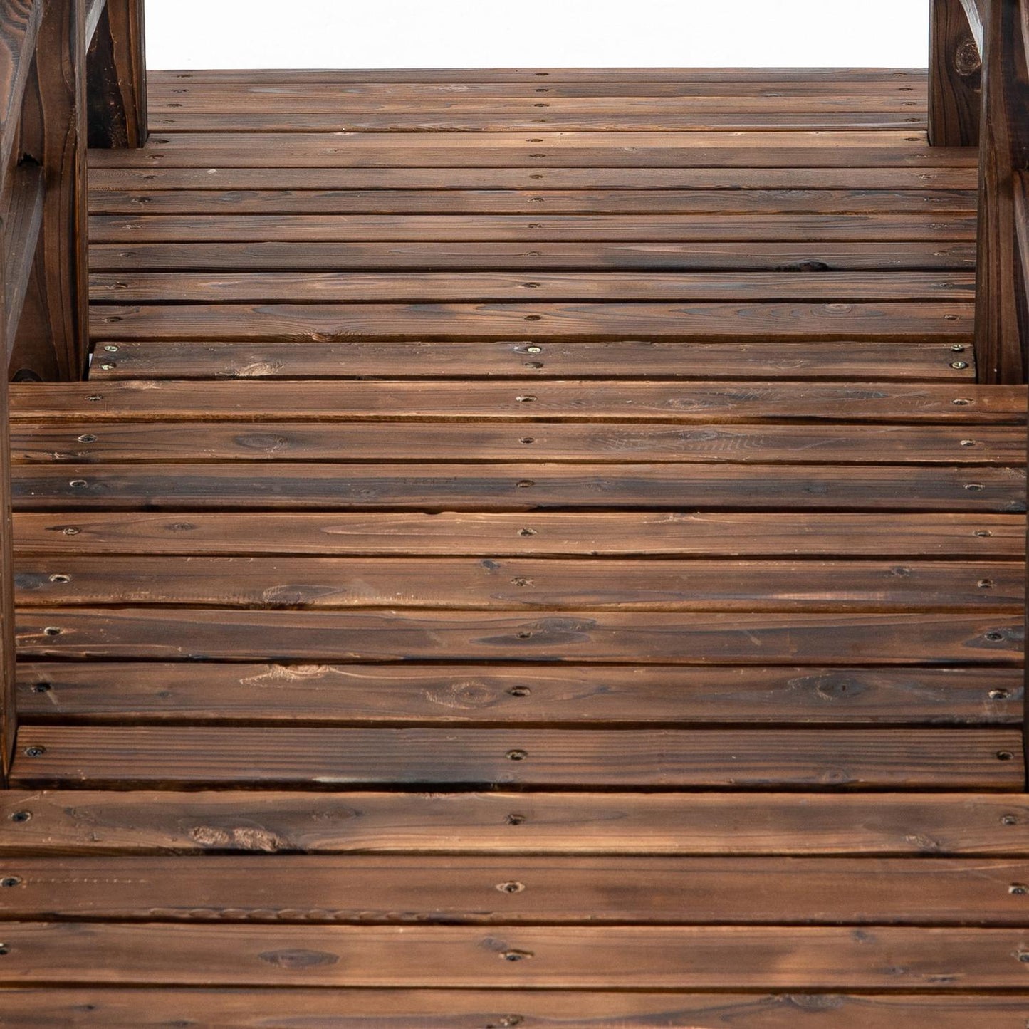 Garden bridge with railings, dark brown spruce, 152 x 67 cm