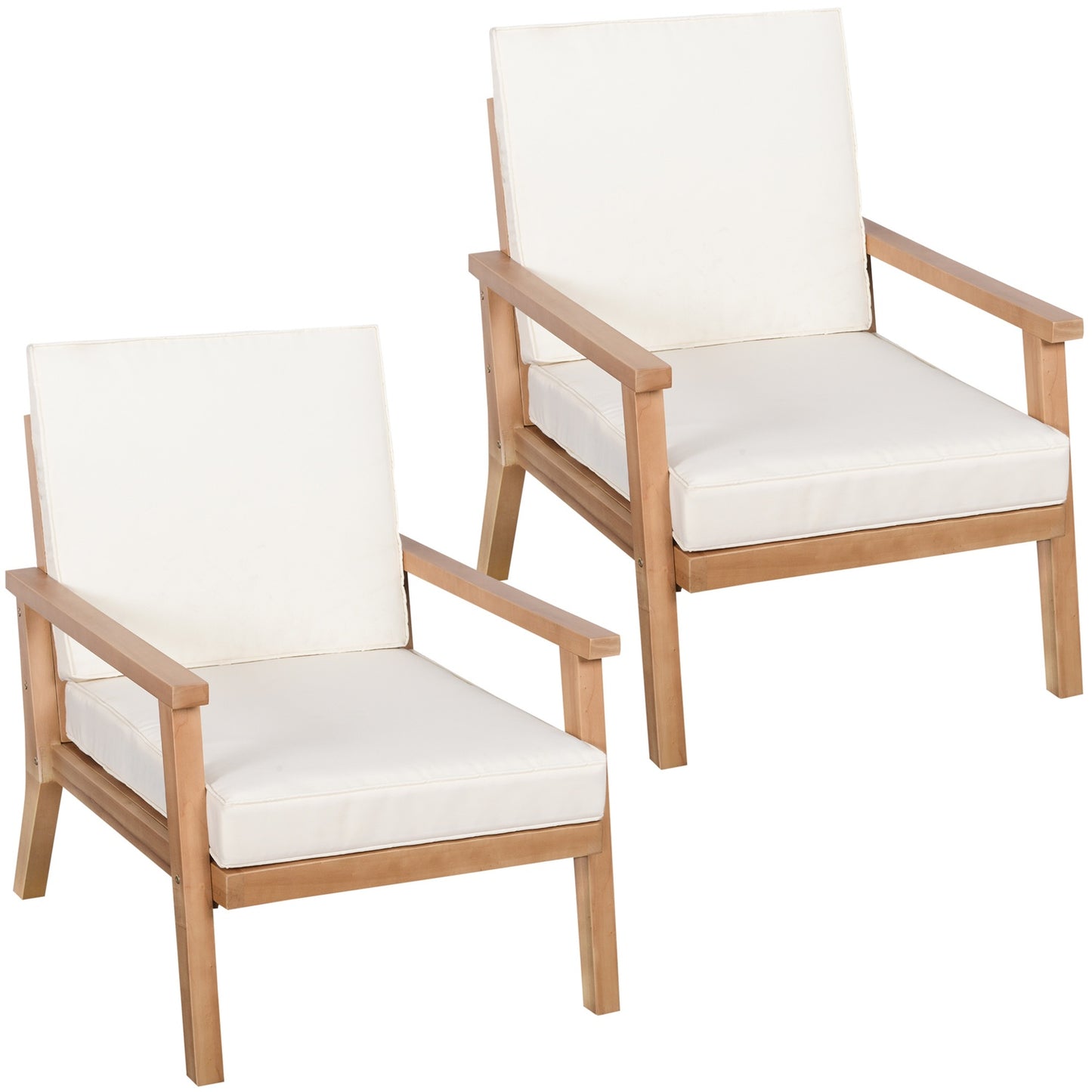 Comfortable poplar garden chairs set with cushions - 2 pcs