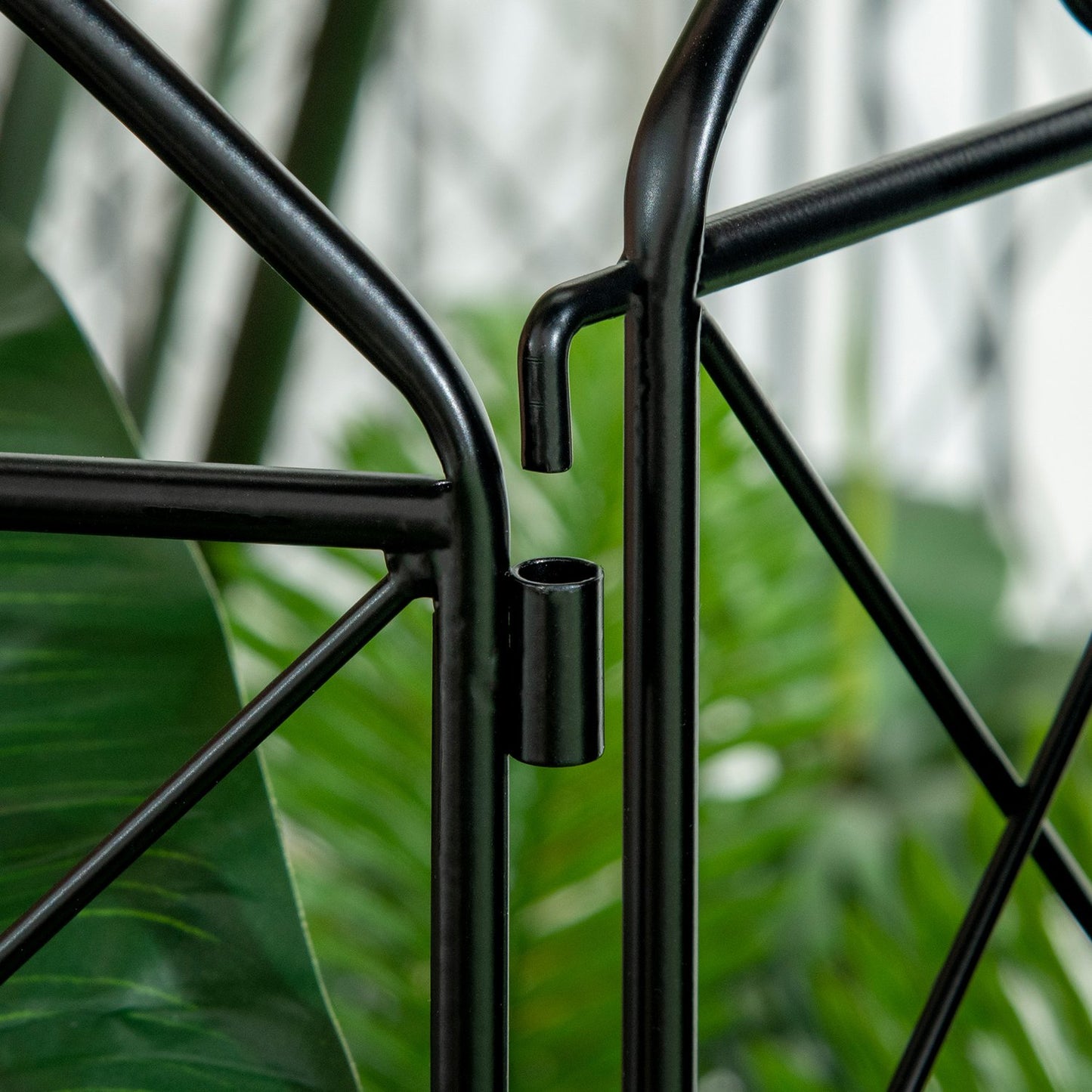 Decorative garden fence in black wire mesh, set of 4, 3.48 x 1.1 M