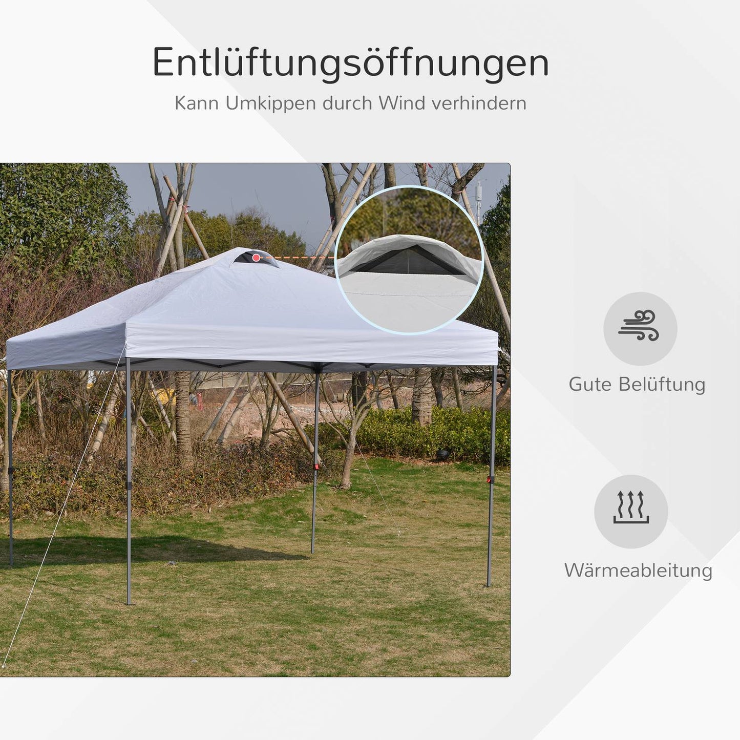 Pop-Up White Garden Gazebo 2.95m UV protection