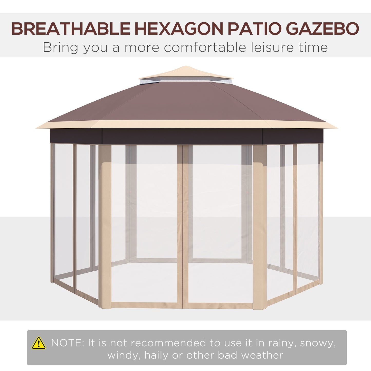 Hexagonal Pop-Up Garden Gazebo 4x4M with carrying bag