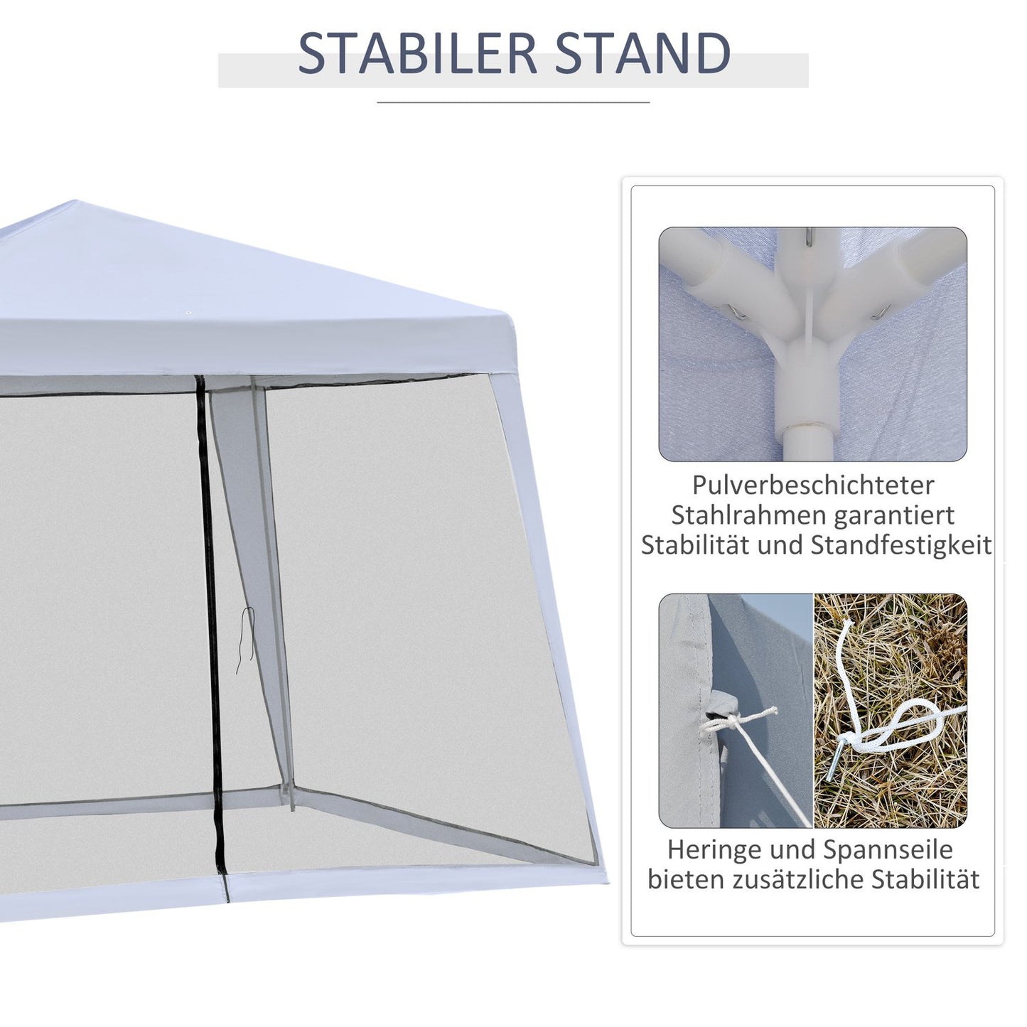 Weatherproof gray 3x3M garden tent with mosquito net