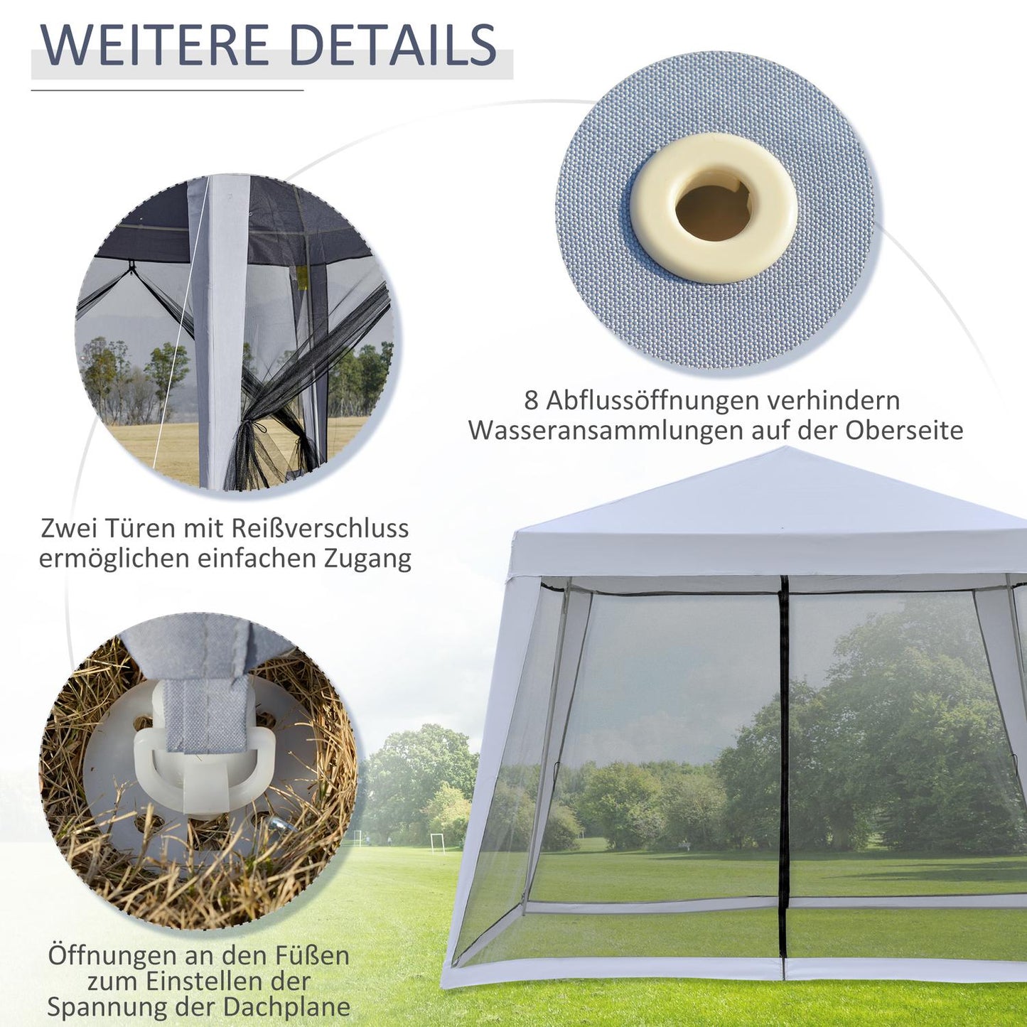 Weatherproof gray 3x3M garden tent with mosquito net