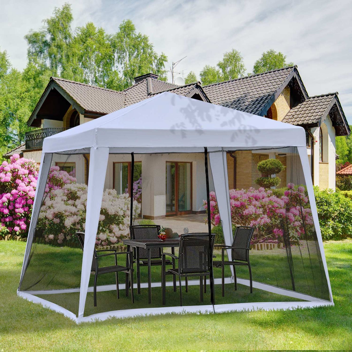 Weatherproof gray 3x3M garden tent with mosquito net