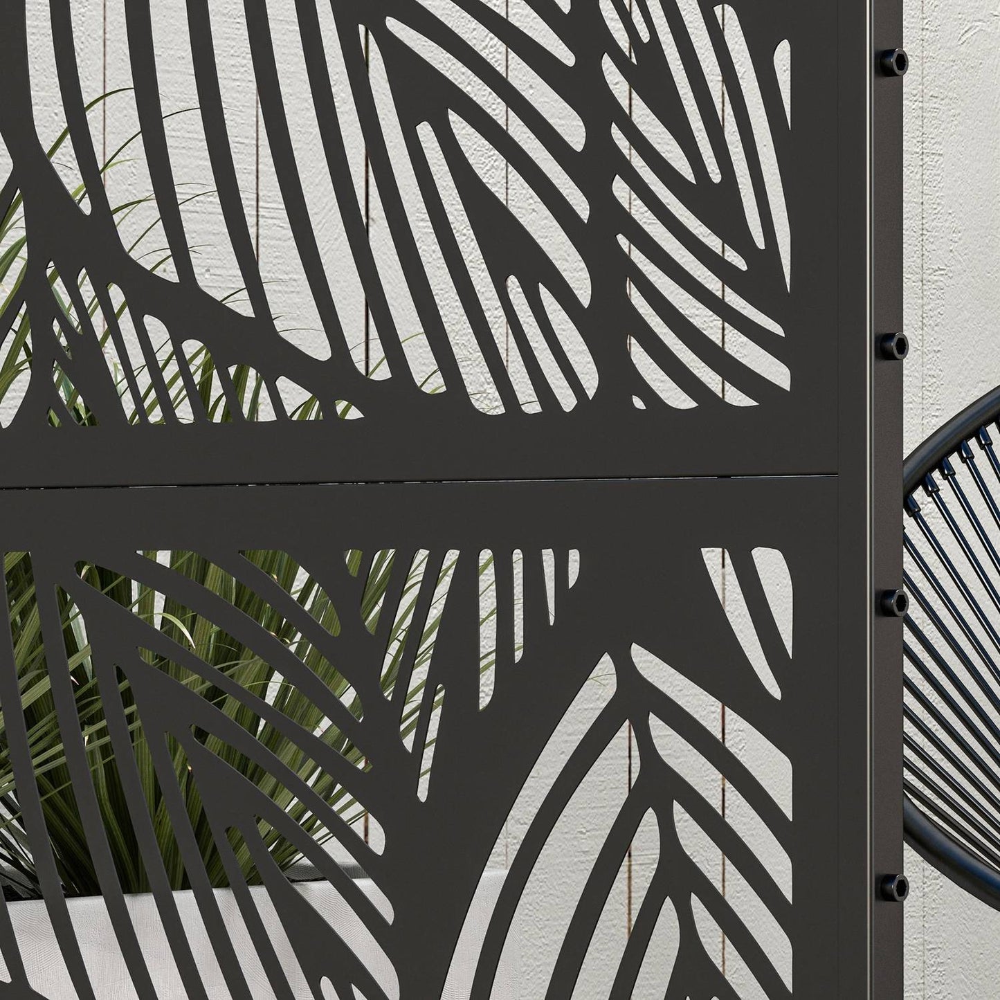 Garden Leaf Pattern Steel Privacy Screen, 122x198cm