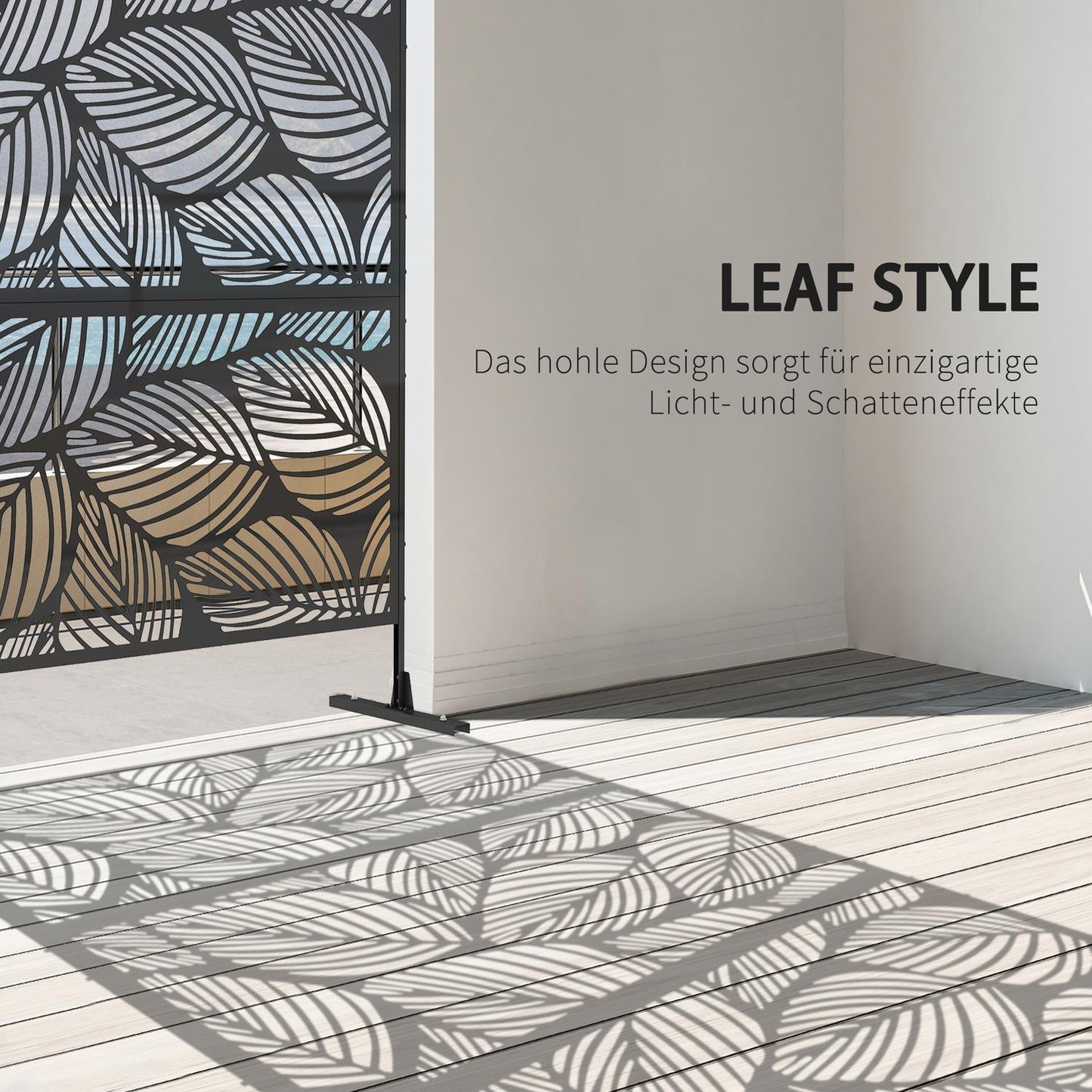 Garden Leaf Pattern Steel Privacy Screen, 122x198cm