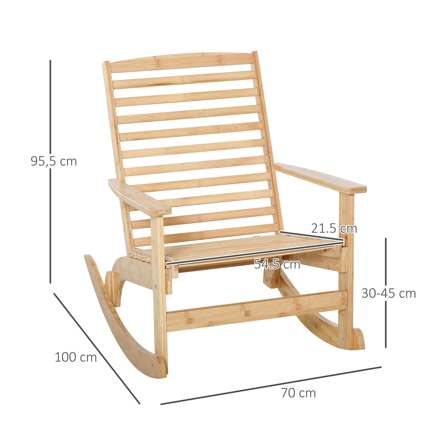 Bamboo rocking chair - Natural, 70 x 100 x 95.5 cm