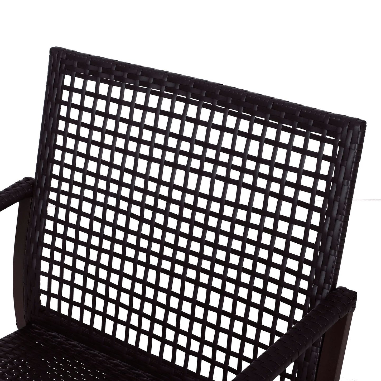 Rattan rocking chair set for 2 with cushions, brown/white