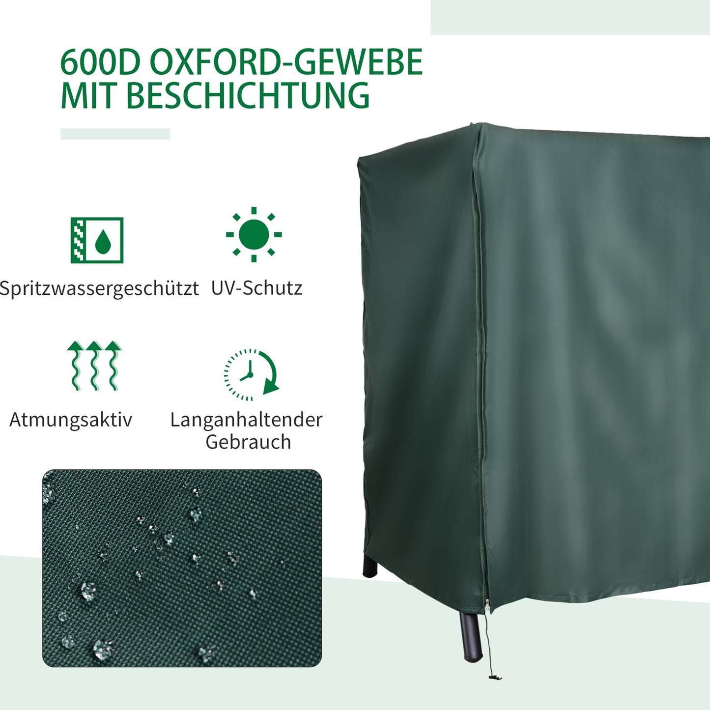 Waterproof garden swing, sun protection, 205x124x164 Cm
