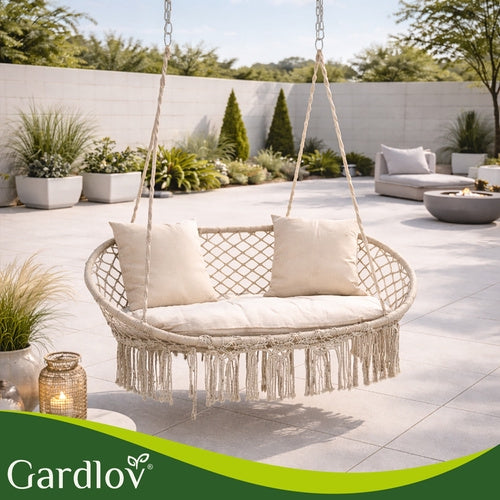 Garden Swing Cushion Set for 2, Cream, Polyester-Cotton