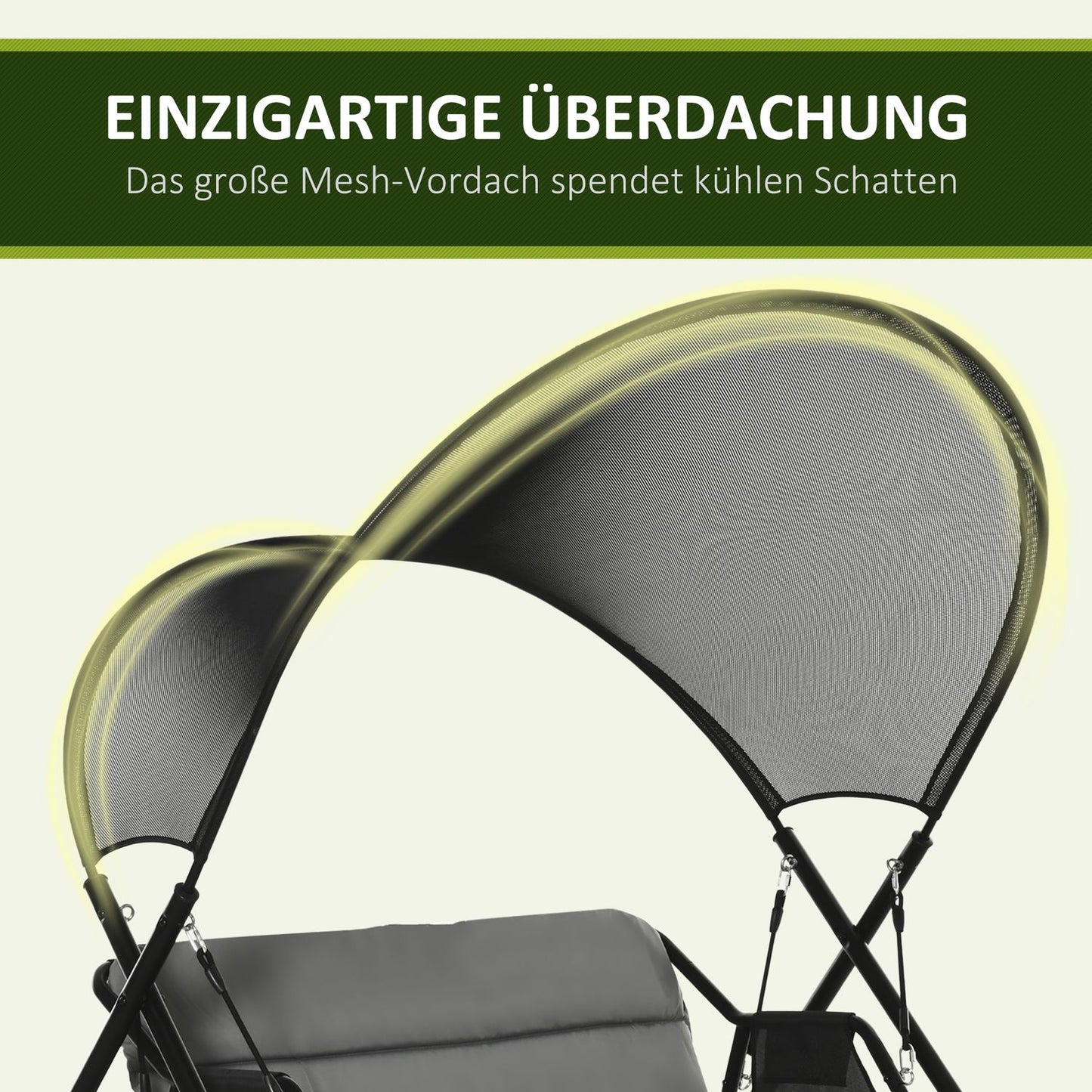 Outdoor Garden Swing Bench for 2 with Cushion - Black