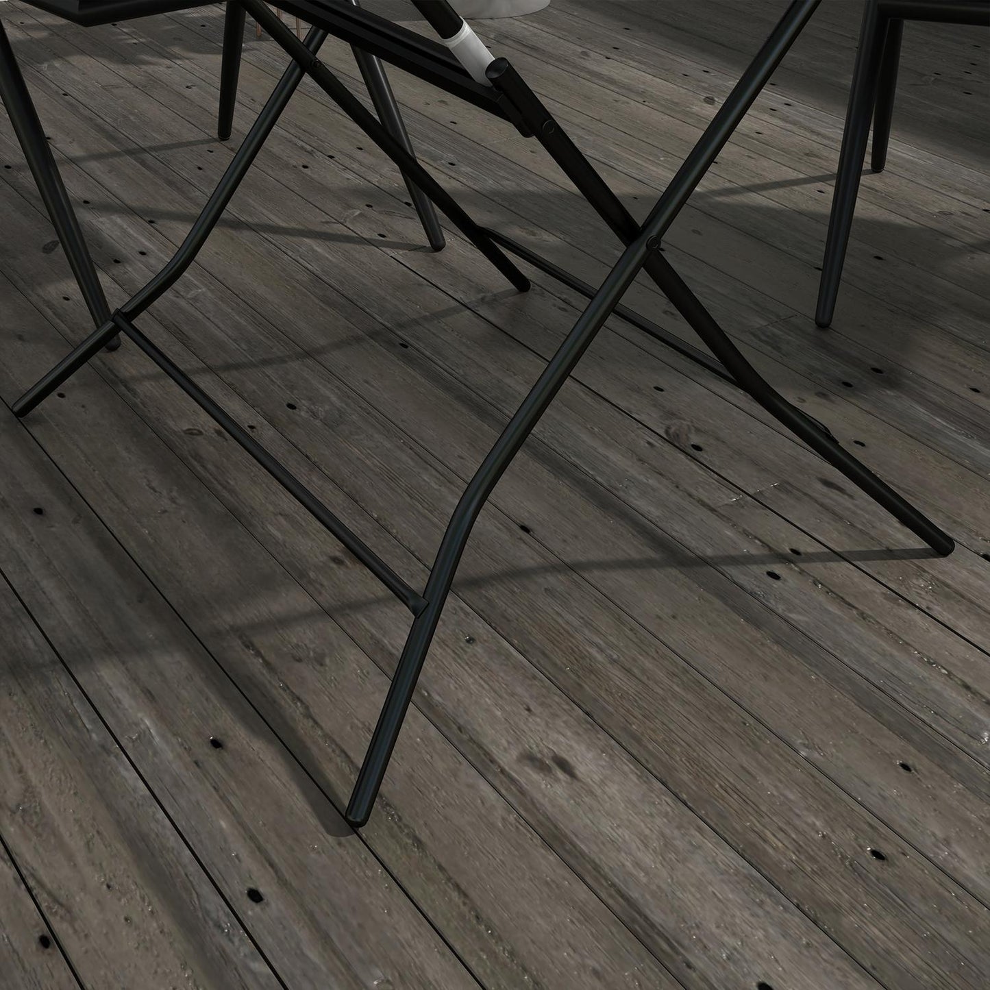 Folding steel garden table, square, 70 kg load, black