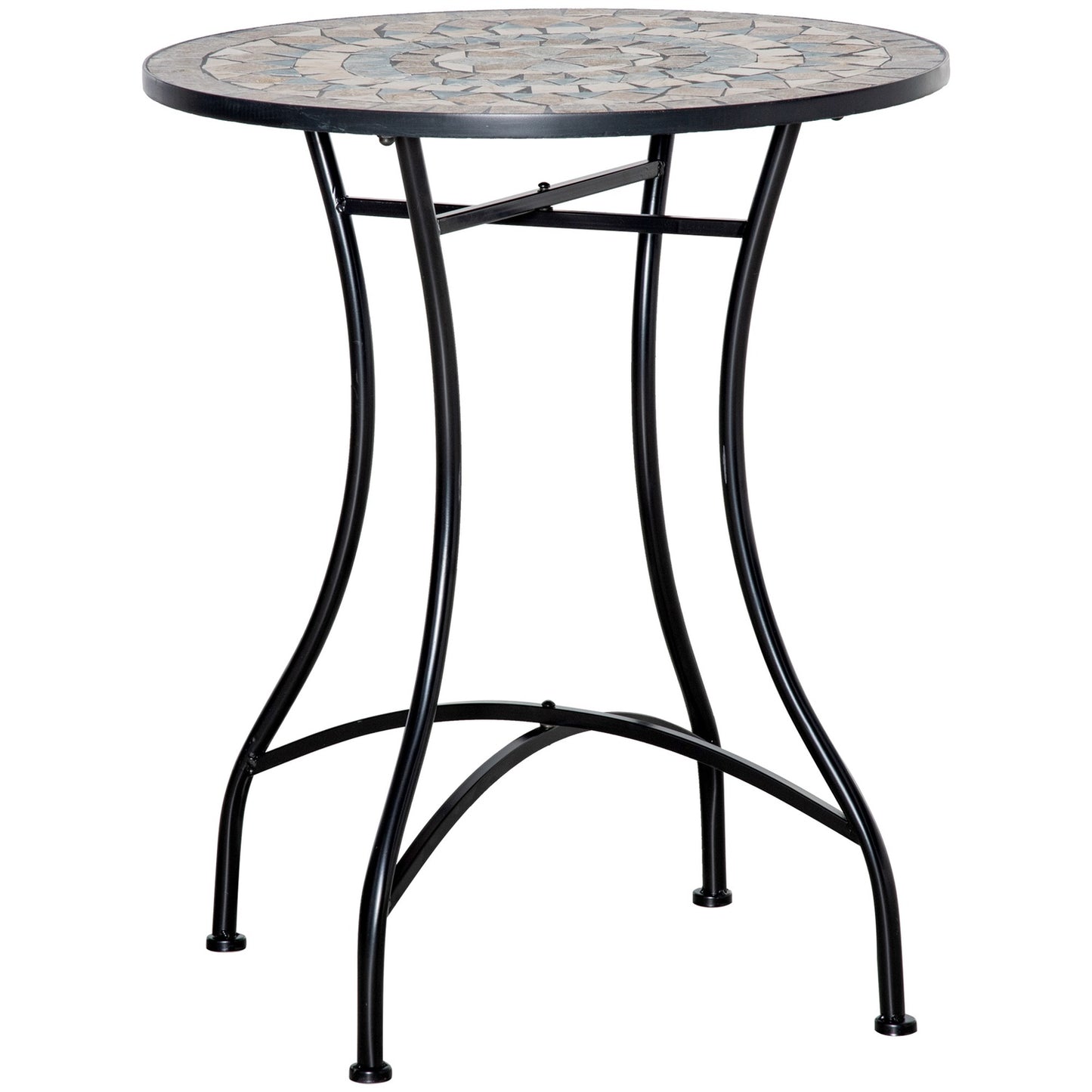 Round garden table in mosaic - Ceramic, metal Ø60cm