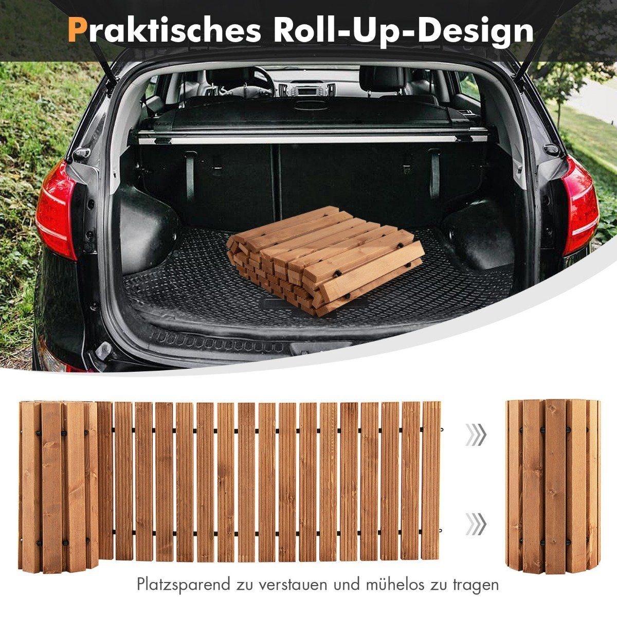 Garden Wooden Path 245 x 55 x 2 cm Rollable Weatherproof Straight Outdoor Walkway