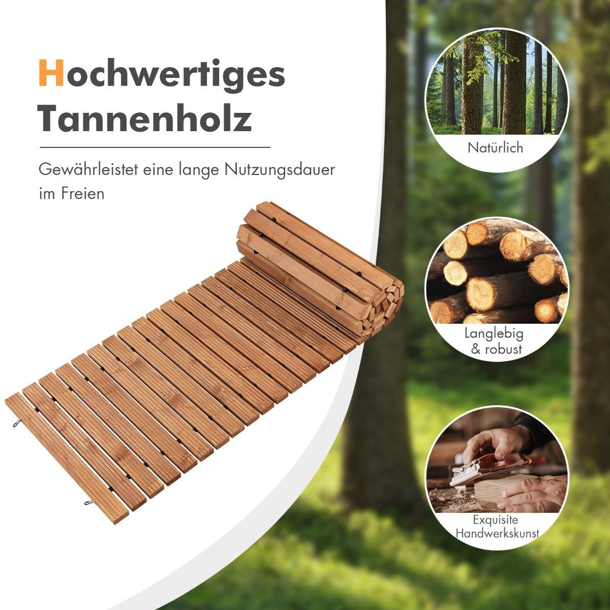 Garden Wooden Path 245 x 55 x 2 cm Rollable Weatherproof Straight Outdoor Walkway