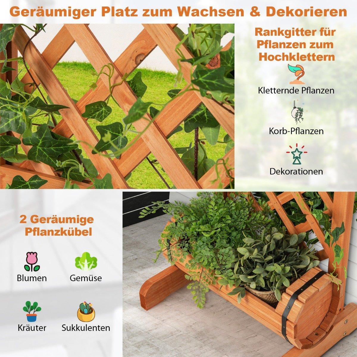 Garden bed raised bed made of wood with trellis 45.5 x 36 x 113 cm orange