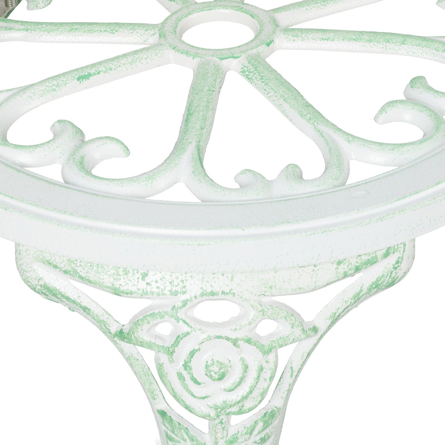 Garden bench greenish white with roses
