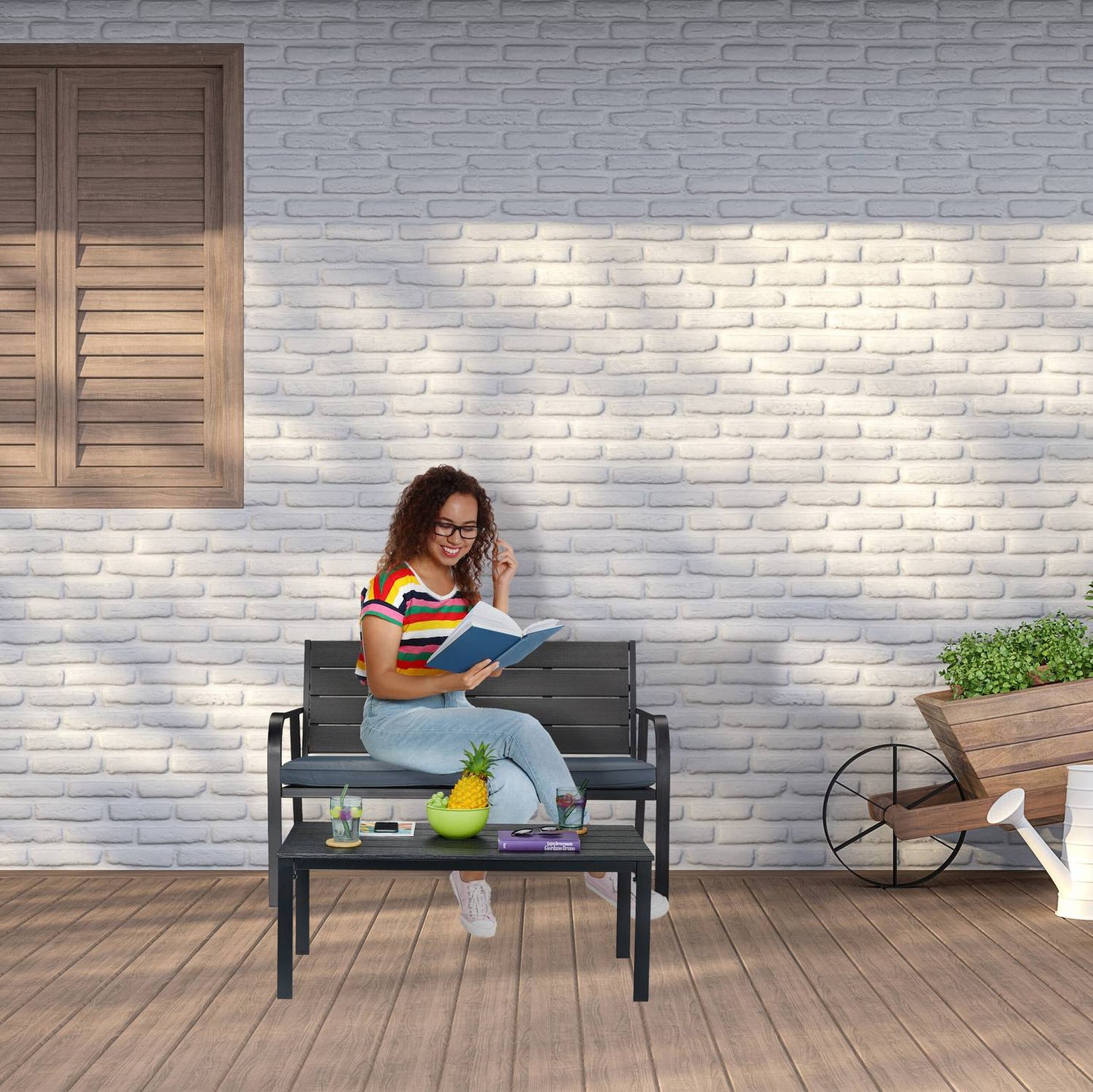 Garden bench with seat cover