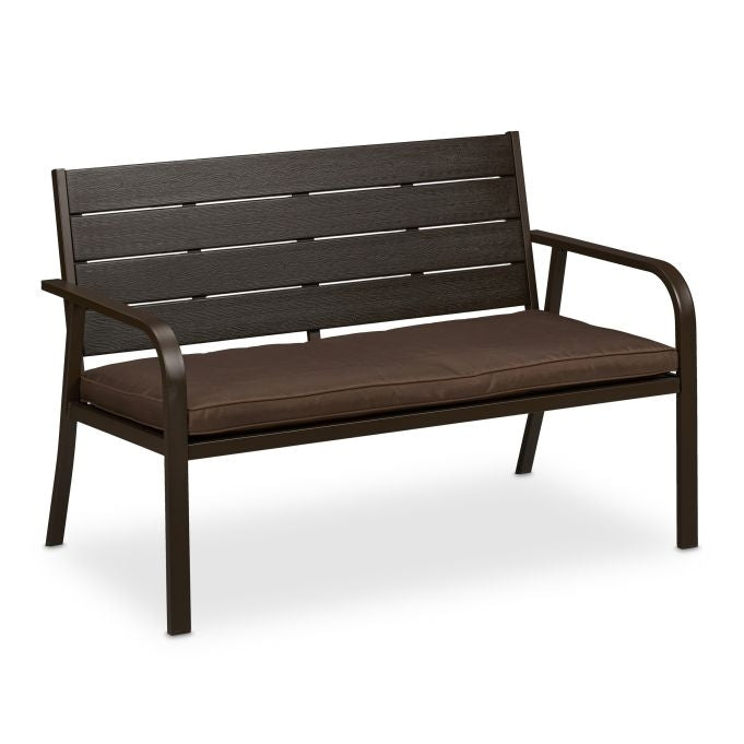 Garden bench with seat cushion