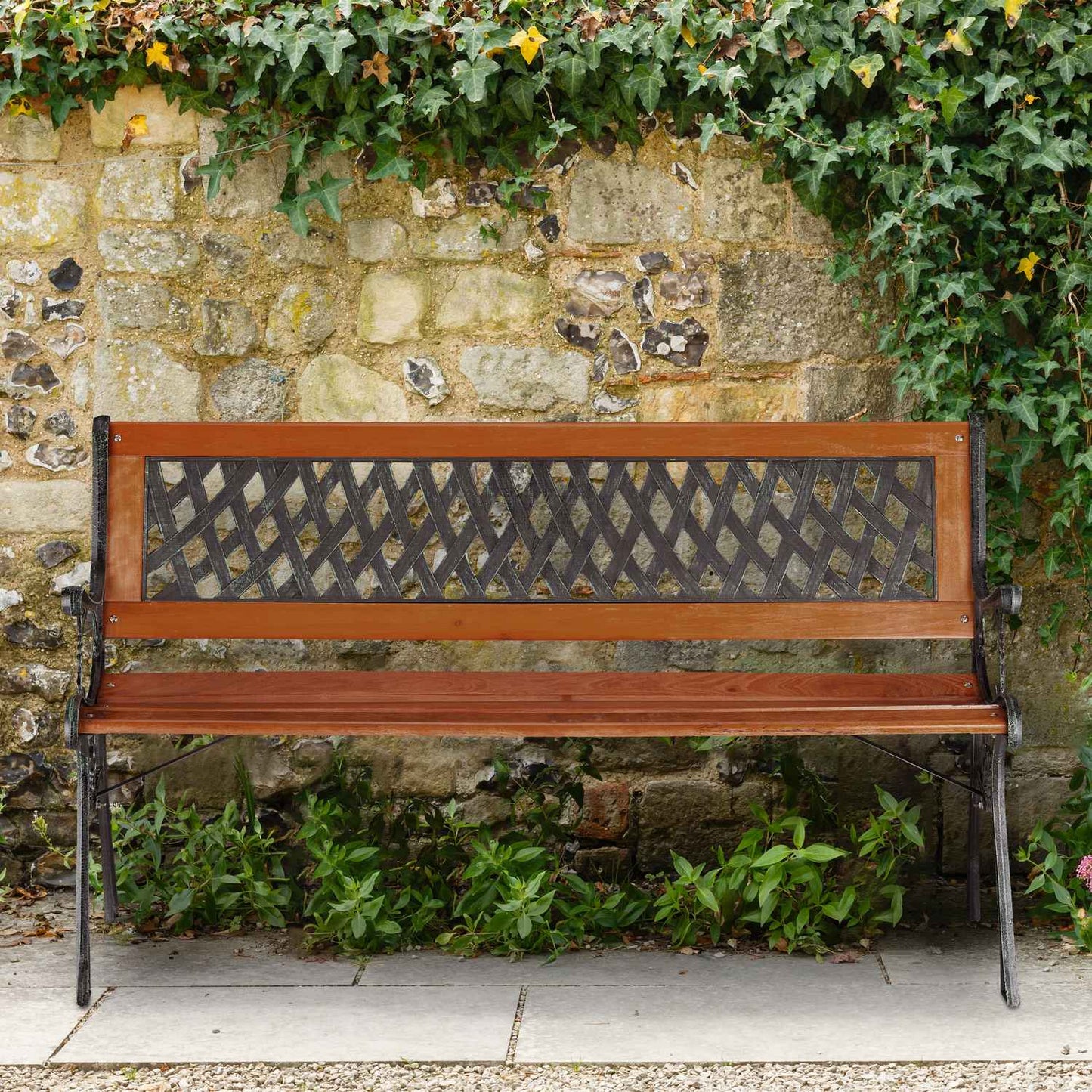 Garden bench wood & cast iron