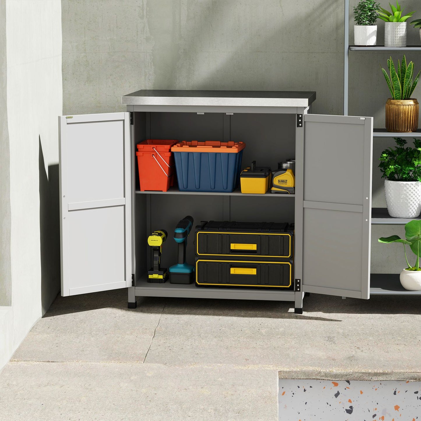 Outdoor Garden Cabinet - Weatherproof Tool Shed
