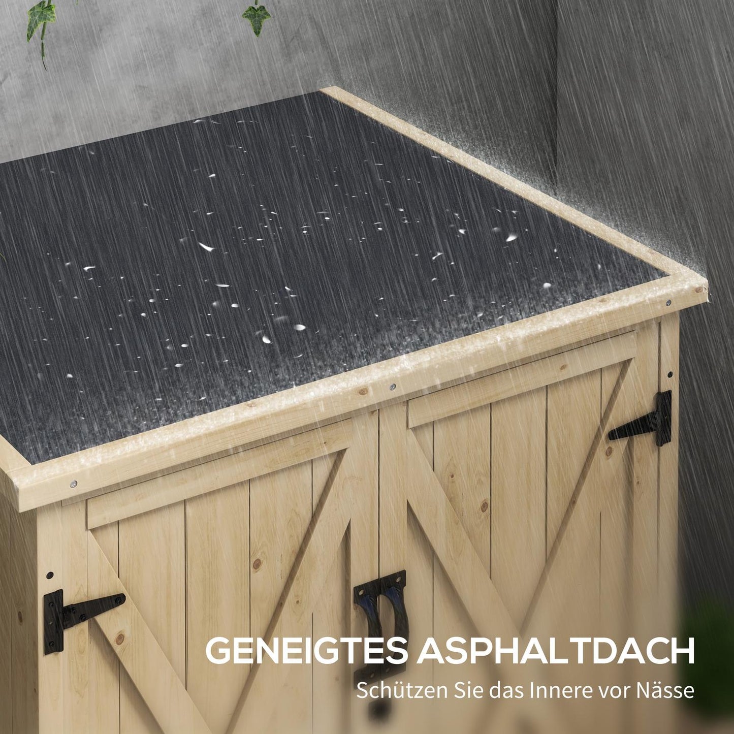 Weatherproof wooden tool shed - Double door, 77.5 x 88 x 90 cm