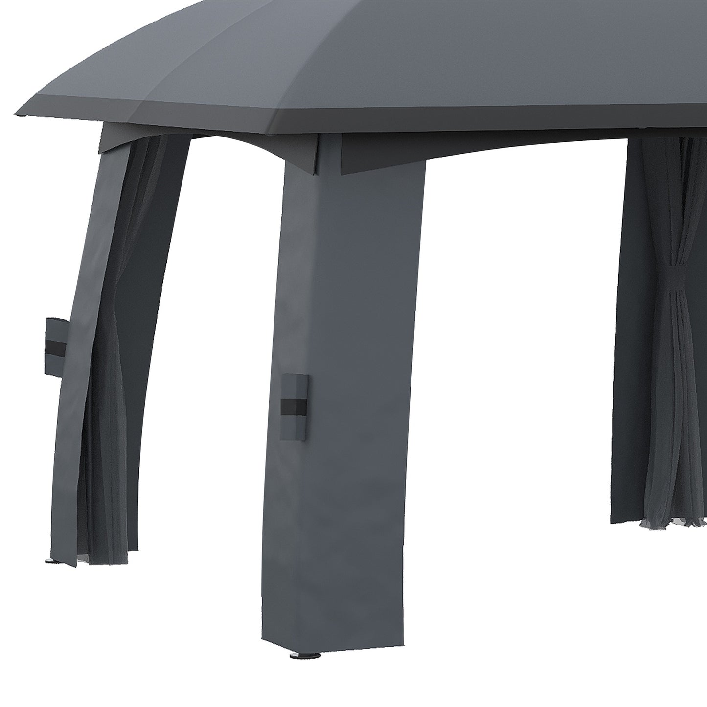 Garden pavilion 3x6m tent, double roof, side walls, dark grey