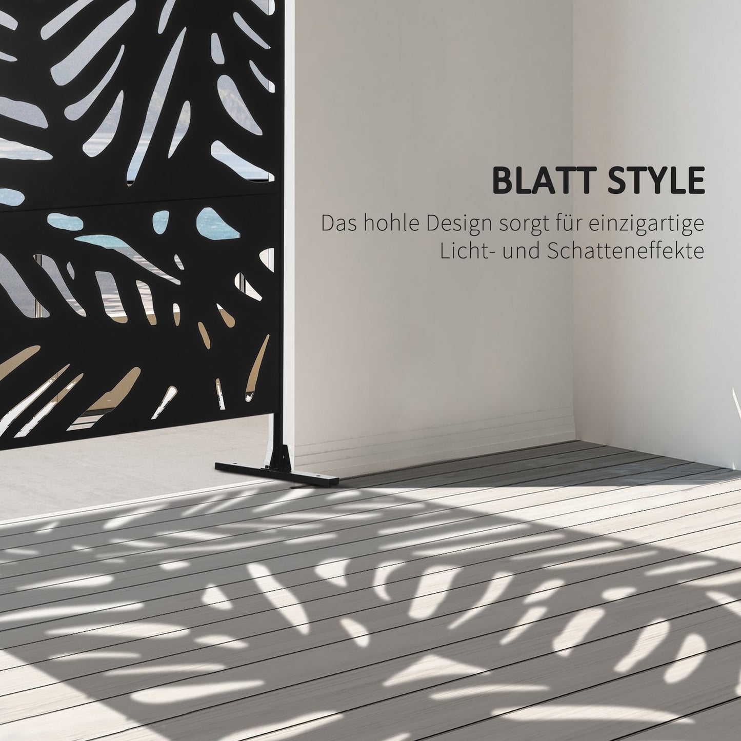 Steel Leaf Pattern Privacy Screen, 122x198cm, with stand